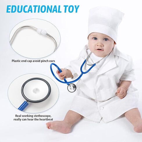 Doctor Costume for Kids, Toddler Doctor Coat with Stethoscope, Kids Lab Coat Career Day Costume for Boys Girls in Saudi Arabia