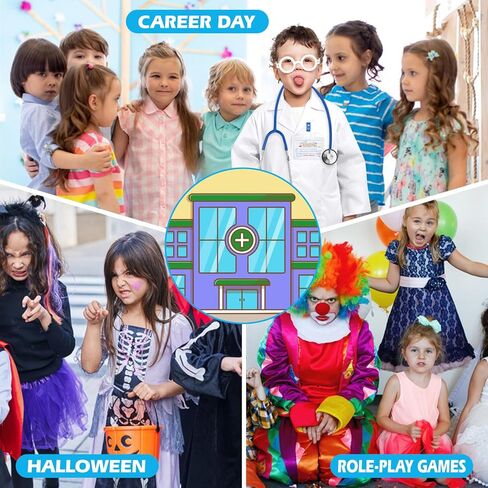 Doctor Costume for Kids, Toddler Doctor Coat with Stethoscope, Kids Lab Coat Career Day Costume for Boys Girls in Saudi Arabia