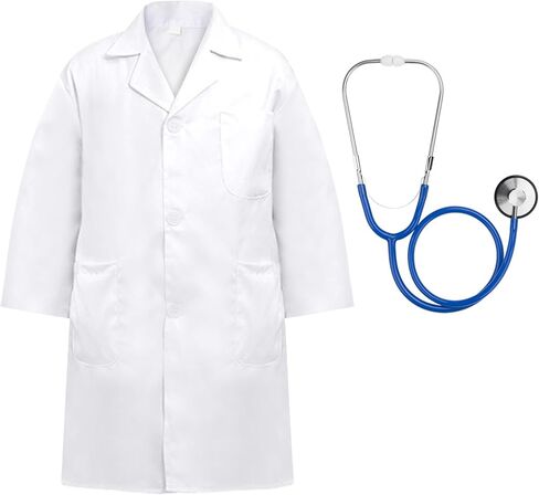 Doctor Costume for Kids, Toddler Doctor Coat with Stethoscope, Kids Lab Coat Career Day Costume for Boys Girls in Saudi Arabia
