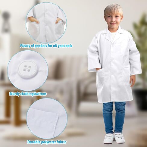 Doctor Costume for Kids, Toddler Doctor Coat with Stethoscope, Kids Lab Coat Career Day Costume for Boys Girls in Saudi Arabia
