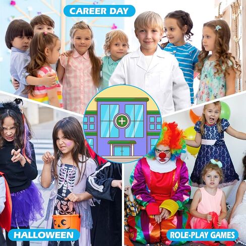 Doctor Costume for Kids, Toddler Doctor Coat with Stethoscope, Kids Lab Coat Career Day Costume for Boys Girls in Saudi Arabia