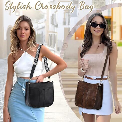Chase Chic Crossbody Bags for Women, Vegan Leather Hobo Handbags Trendy Ladies Shoulder Bag Purse with 2 Adjustable Straps in Kuwait