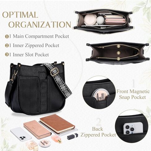 Chase Chic Crossbody Bags for Women, Vegan Leather Hobo Handbags Trendy Ladies Shoulder Bag Purse with 2 Adjustable Straps in Kuwait