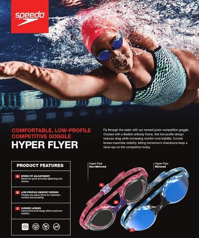 Speedo Unisex-child Swim Goggles Junior Hyper Flyer Ages 6-14 in Saudi Arabia