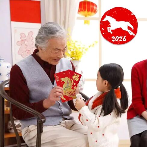 مظاريف حمراء للعام الصيني الجديد 24 قطعة مغلف حصان لطيف ثلاثي الأبعاد 2026 مظاريف السنة القمرية الجديدة هونغ باو جيب أحمر مظاريف أموال محظوظة لمهرجان الربيع وأعياد الميلاد والهدايا النقدية (كبيرة 2) in Kuwait