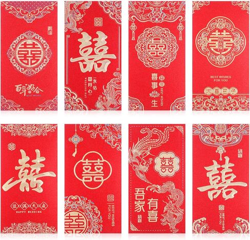 8 PCS Chinese Red Envelopes Wedding, Chinese Lucky Money Envelope, Large Red Pocket Packet, Paper Lucky Money Envelope for Weddings in Saudi Arabia