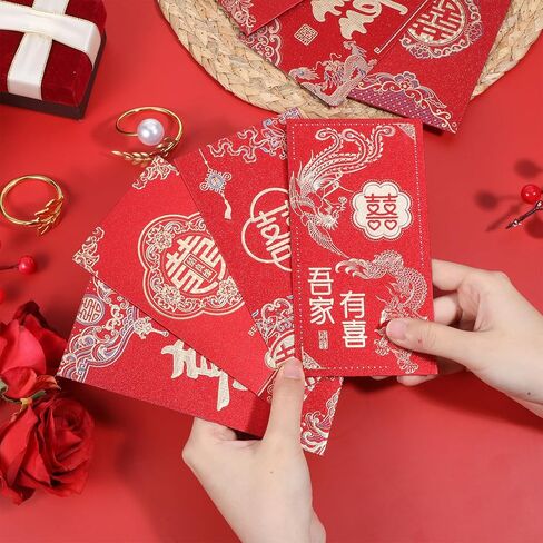 8 PCS Chinese Red Envelopes Wedding, Chinese Lucky Money Envelope, Large Red Pocket Packet, Paper Lucky Money Envelope for Weddings in Saudi Arabia
