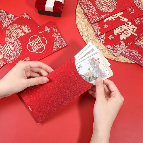 8 PCS Chinese Red Envelopes Wedding, Chinese Lucky Money Envelope, Large Red Pocket Packet, Paper Lucky Money Envelope for Weddings in Saudi Arabia