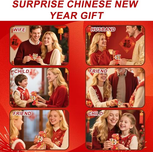 8pcs 2026 Chinese New Year Red Envelopes, Lunar Horse New Year Money Holders with 6 Card Slots Each Spring Festival Hong Bao Pocket for Cash Gifts Party Supplies & Decorations in Saudi Arabia
