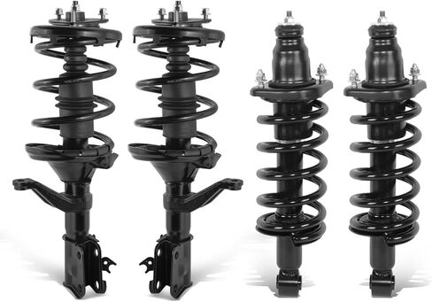 زوج من مجموعة Auto Dynasty من مجموعة تثبيت دعامة الصدمات الربيعية للملف الأمامي والدعامات الخلفية لامتصاص الصدمات متوافق مع Honda CR-V 2002-2006، طلاء مسحوق أسود غير لامع in Kuwait