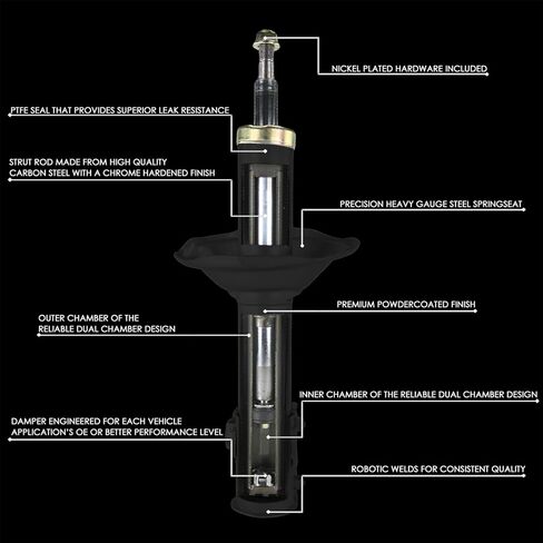 زوج من مجموعة Auto Dynasty من مجموعة تثبيت دعامة الصدمات الربيعية للملف الأمامي والدعامات الخلفية لامتصاص الصدمات متوافق مع Honda CR-V 2002-2006، طلاء مسحوق أسود غير لامع in Kuwait