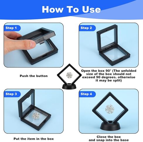 60 Pcs 3D Floating Display Case PE Film Jewelry Storage Box Coins Display Frame Holder Stands for Antique Challenge Coins, Medallion Shells Gems Rocks Pins (Black,2.76 Inch) in Saudi Arabia