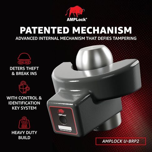 AMPLOCK U-BRP2516 RV/Trailer Coupler Lock - Secure Your 2 5/16'' Ball Coupler with Straight Lip - North American Craftsmanship for Ultimate Trailer Protection with a Push and Lock System in Kuwait