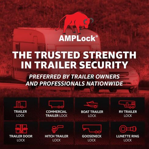 AMPLOCK U-BRP2516 RV/Trailer Coupler Lock - Secure Your 2 5/16'' Ball Coupler with Straight Lip - North American Craftsmanship for Ultimate Trailer Protection with a Push and Lock System in Kuwait