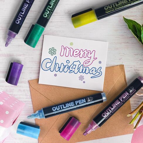 Stocking Stuffers, Larger Outline Shimmer Markers, Christmas Gifts Stocking Stuffers for Teen Trendy Stuff, 12 Metallic Glitter Pen Outline Pen, Art Supplies Crafts Gifts in Saudi Arabia
