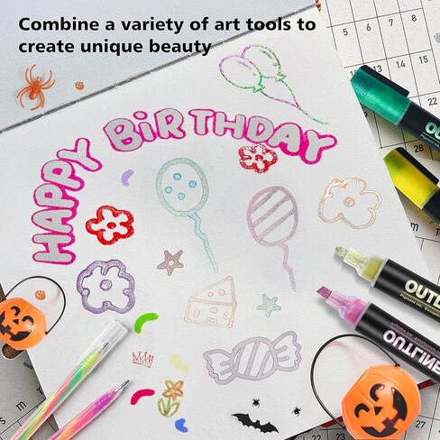 Stocking Stuffers, Larger Outline Shimmer Markers, Christmas Gifts Stocking Stuffers for Teen Trendy Stuff, 12 Metallic Glitter Pen Outline Pen, Art Supplies Crafts Gifts in Saudi Arabia