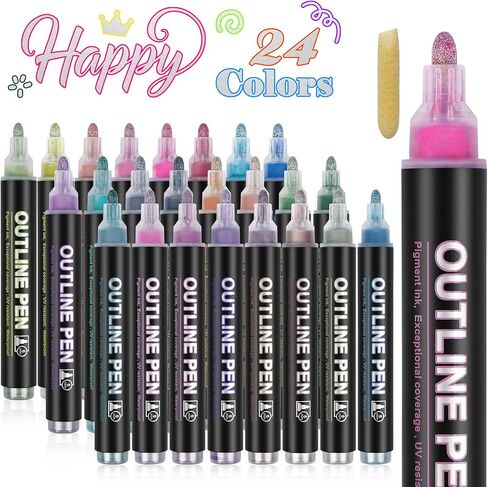 Stocking Stuffers, Larger Outline Shimmer Markers, Christmas Gifts Stocking Stuffers for Teen Trendy Stuff, 12 Metallic Glitter Pen Outline Pen, Art Supplies Crafts Gifts in Saudi Arabia