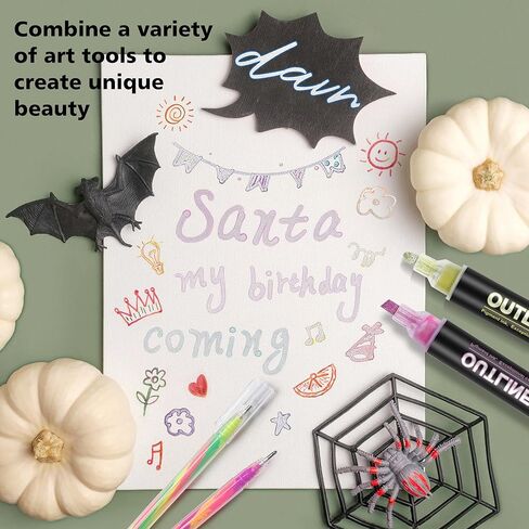 Stocking Stuffers, Larger Outline Shimmer Markers, Christmas Gifts Stocking Stuffers for Teen Trendy Stuff, 12 Metallic Glitter Pen Outline Pen, Art Supplies Crafts Gifts in Saudi Arabia