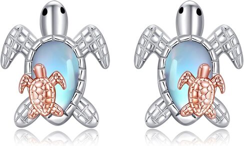 Turtle Ear Crawler Earrings 925 Sterling Silver Moonstone Sea Turtle Earrings Ocean Animal Turtle Jewelry For Women in Saudi Arabia
