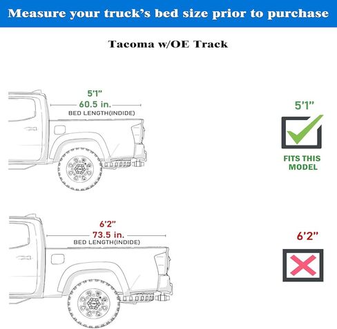 غطاء تونيو لسرير الشاحنة الصلب القابل للطي من Toptiny |HTF021|يناسب 2016-2026 Toyota Tacoma مع نظام المسار OE مقاس 5 أقدام و1 بوصة (60.5 بوصة) in Saudi Arabia