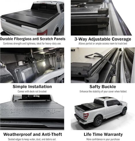 غطاء تونيو لسرير الشاحنة الصلب القابل للطي من Toptiny |HTF021|يناسب 2016-2026 Toyota Tacoma مع نظام المسار OE مقاس 5 أقدام و1 بوصة (60.5 بوصة) in Saudi Arabia