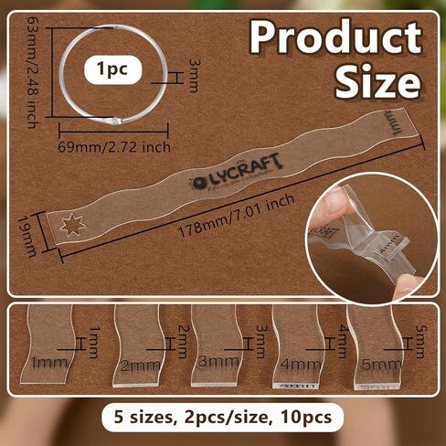 OLYCRAFT 10Pcs 5 Size Clay Depth Guides 1/2/3/4/5mm Acrylic Polymer Clay Depth Guide Set Adjustable Clays Rolling Pin Guide with Protective Film Clays Rolling Tools for Polymer Earrings DIY Making in Saudi Arabia