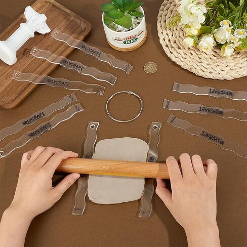OLYCRAFT 10Pcs 5 Size Clay Depth Guides 1/2/3/4/5mm Acrylic Polymer Clay Depth Guide Set Adjustable Clays Rolling Pin Guide with Protective Film Clays Rolling Tools for Polymer Earrings DIY Making in Saudi Arabia