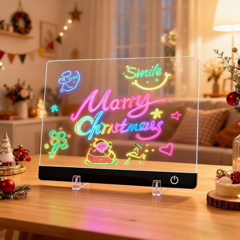 لوحة ملاحظات LED بألوان، 13.7 بوصة × 10 بوصة 6 أوضاع و7 ألوان من الأكريليك لوحة رسم LED قابلة للمسح الجاف للأطفال مع ضوء، لوحة رسم LED من Lumi مع حامل، لوحة توهج مع 7 علامات وسلسلة تعليق in Kuwait