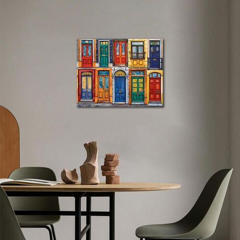 Paint by Numbers Kit for Adults - Vibrant Colorful Doors of Houses in a Charming City Town, Unique Architecture DIY Art Painting for Beginners, Adult Paint by Number Kits, 16x20 Inch in Saudi Arabia