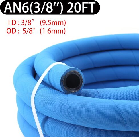 10FT Fuel Line Hose 6AN 3/8" High Pressure Hose 700PSI 9.6mm for Fuel Systems Engines Tube Hose Blue Multiple Size Options(Attached 10pcs Hose Clamp) in Saudi Arabia