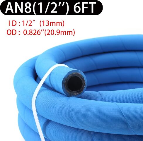 10FT Fuel Line Hose 6AN 3/8" High Pressure Hose 700PSI 9.6mm for Fuel Systems Engines Tube Hose Blue Multiple Size Options(Attached 10pcs Hose Clamp) in Saudi Arabia