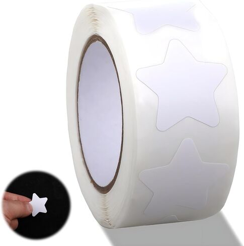 500 Pcs White Star Stickers 1 Inch Self-Adhesive Stars Labels Reward Behavior Chart Labels Waterproof Removable Stars Shape Sticker Small Star Wall Stickers in Saudi Arabia