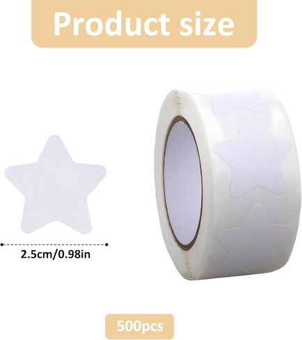 500 Pcs White Star Stickers 1 Inch Self-Adhesive Stars Labels Reward Behavior Chart Labels Waterproof Removable Stars Shape Sticker Small Star Wall Stickers in Saudi Arabia