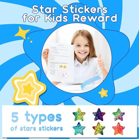 1000 Pcs Smiley Face Star Stickers for Kids Reward, 1 inch Holographic Smiley Face Stickers for Behavior Chart, Student Planner, School Classroom Students Teacher Supplies in Saudi Arabia