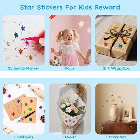 1000 Pcs Smiley Face Star Stickers for Kids Reward, 1 inch Holographic Smiley Face Stickers for Behavior Chart, Student Planner, School Classroom Students Teacher Supplies in Saudi Arabia
