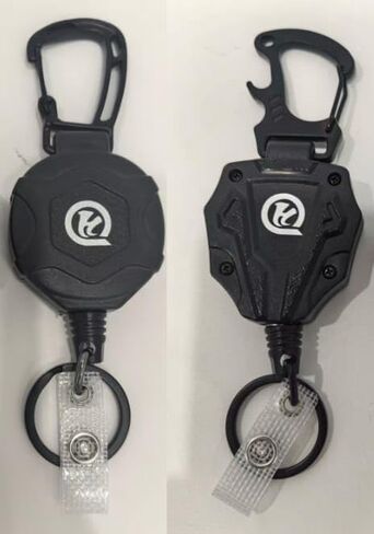 Retractable Keychain Heavy Duty Carabiner with ID Badge Holder Pack of 2 – 31.5" Steel Cord Badge Reel 8oz Load, for Work, Outdoor Everyday Carry Black in Saudi Arabia