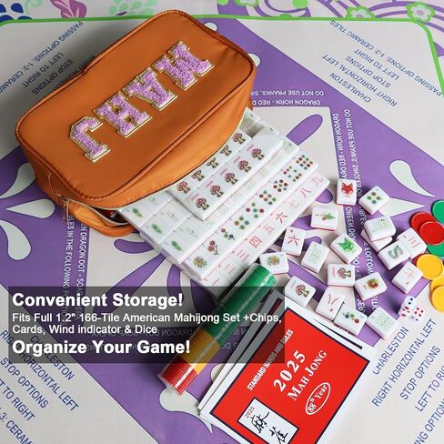 Mahjong Tile Bag – Waterproof American Mahjong Case for 166 Standard Tiles, Portable Empty Zipper Carrying Bag for Game Night & Travel (Bag Only) in Saudi Arabia