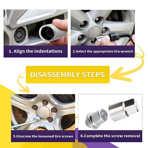 أداة إزالة صواميل العروة على شكل حرف D متوافقة مع تويوتا ولكزس، مفتاح قفل العجلة الاحترافي لتفكيك وتركيب العجلات وصواميل متينة مضادة للسرقة وأدوات السيارات in Kuwait