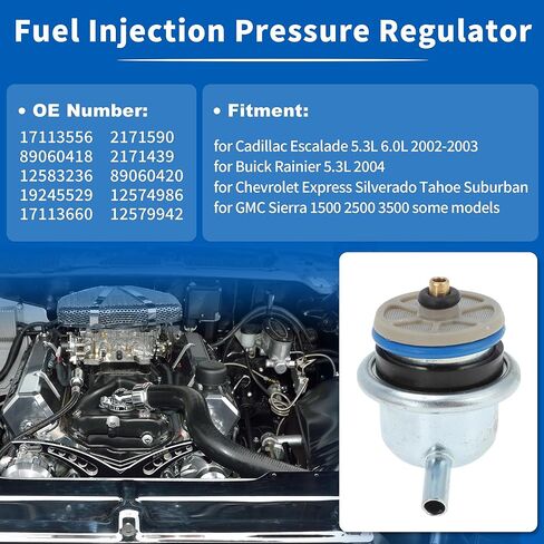 Motoforti Fuel Pressure Regulator with Vacuum Tube for Chevrolet Silverado Express Tahoe for GMC Sierra Savana 1500 2500 3500 Yukon for Hummer H2 No.89060418/17113556/12583236 in Saudi Arabia