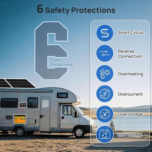 ECO-WORTHY 30A Solar Charger Controller Bluetooth,Solar Panel Battery Intelligent Regulator with Dual USB Ports Auto 12/24V PWM Negative Ground for Lithium,Lead-Acid,Gel Battery in Kuwait
