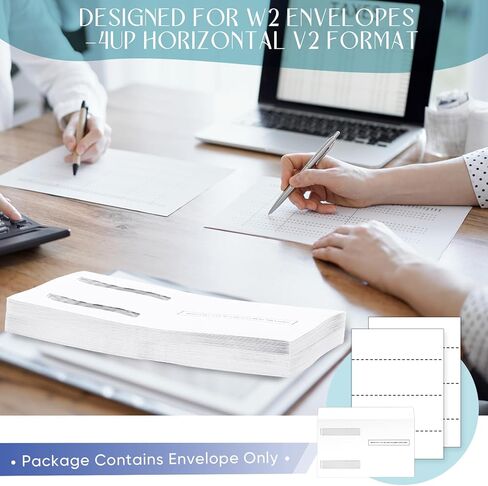 50 PC W2 Envelopes 2025 Double Window Self Sealed Tax Security Envelopes for W2 Forms 4-Up V2 Horizontal Format (9 X 5-5/8) in Saudi Arabia