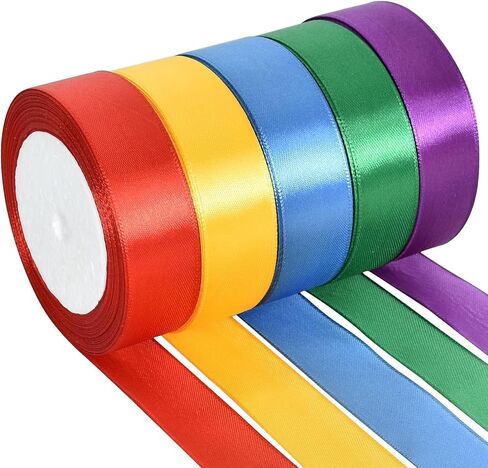 5 Colors Satin Ribbon Rolls, 0.8 Inch x 120 Yards Mixed Bright Dark Gorgeous Color Set Fabric Ribbon for Gift Wrapping Embellish Wedding Birthday Party Decoration Bow Making Floral Craft Sewing in Saudi Arabia