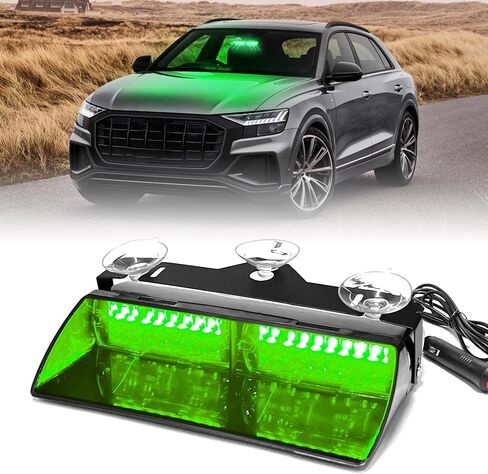 DIBMS LED Emergency Dash Strobe Light for Interior Windshield with Suction Cups, 16 LEDs 18 Mode Hazard Warning Flash for Police Fire Truck Security Vehicle (Green) in Saudi Arabia