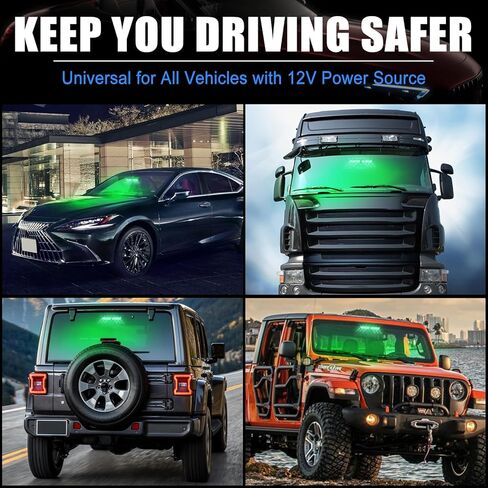 DIBMS LED Emergency Dash Strobe Light for Interior Windshield with Suction Cups, 16 LEDs 18 Mode Hazard Warning Flash for Police Fire Truck Security Vehicle (Green) in Saudi Arabia