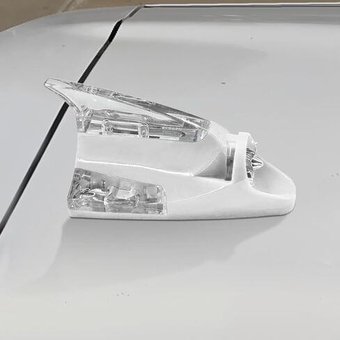 YoRise Car Roof Wind Powered LED Light, Shark Fin Warning Flash Lamp, Waterproof Self-Adhesive Car Antenna Topper Decorative Lights, Roof Tail Light Decoration Replacement for Most Cars (White) in Kuwait