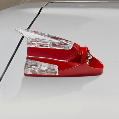 YoRise Car Roof Wind Powered LED Light, Shark Fin Warning Flash Lamp, Waterproof Self-Adhesive Car Antenna Topper Decorative Lights, Roof Tail Light Decoration Replacement for Most Cars (White) in Kuwait
