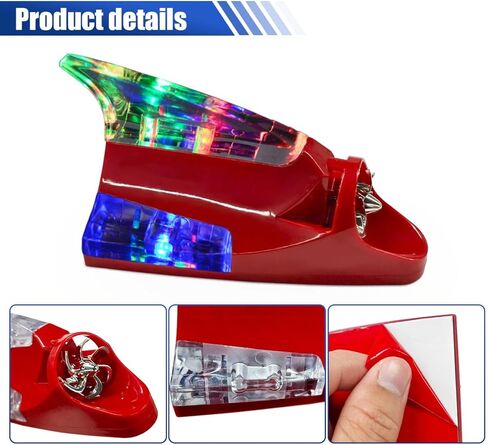 YoRise Car Roof Wind Powered LED Light, Shark Fin Warning Flash Lamp, Waterproof Self-Adhesive Car Antenna Topper Decorative Lights, Roof Tail Light Decoration Replacement for Most Cars (White) in Kuwait