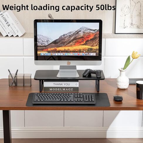 Monitor Stand Riser, 21.6 Inch Large single monitor Stand for Computer, Monitor Desk Shelves for Printers, TV, Keyboard, Laptop. (Black) in Saudi Arabia