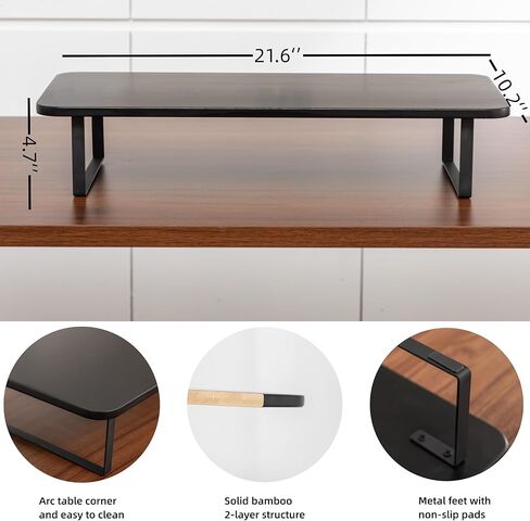 Monitor Stand Riser, 21.6 Inch Large single monitor Stand for Computer, Monitor Desk Shelves for Printers, TV, Keyboard, Laptop. (Black) in Saudi Arabia