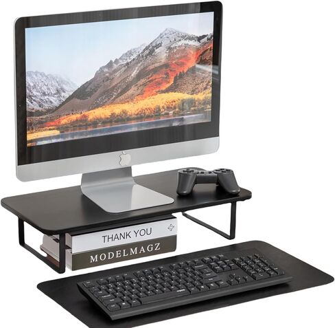 Monitor Stand Riser, 21.6 Inch Large single monitor Stand for Computer, Monitor Desk Shelves for Printers, TV, Keyboard, Laptop. (Black) in Saudi Arabia